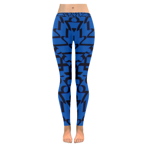 NUMBERS Collection 1234567 Blueberry/Black Women's Low Rise Leggings (Invisible Stitch) (Model L05)