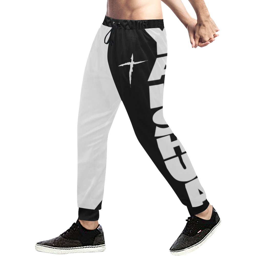 Yahshua Joggers (Black White) Men's All Over Print Sweatpants/Large Size (Model L11)