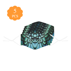 blue feathered peacock animal print design community face mask 3D Mouth Mask with Drawstring (Pack of 5) (Model M04)