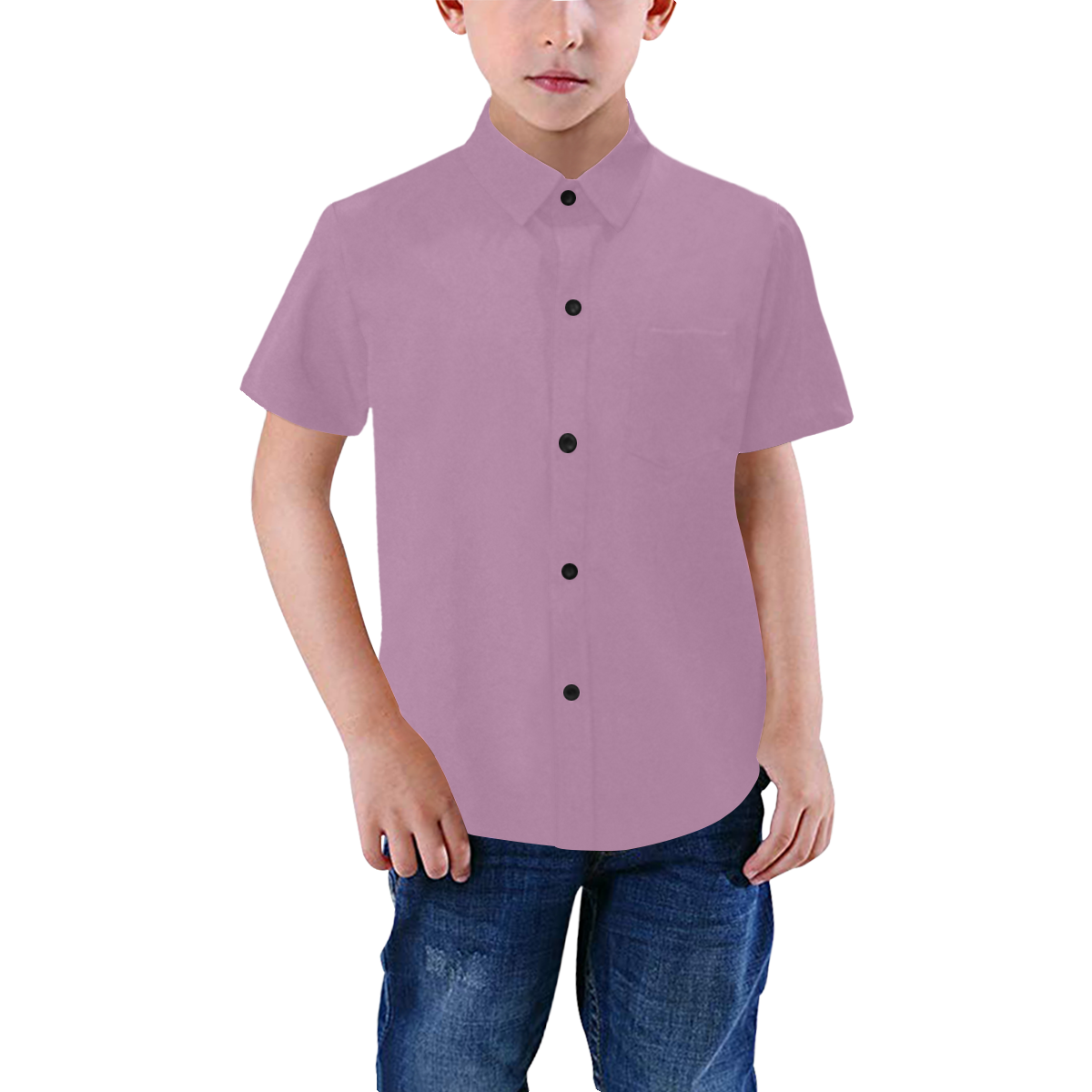 color mauve Boys' All Over Print Short Sleeve Shirt (Model T59)