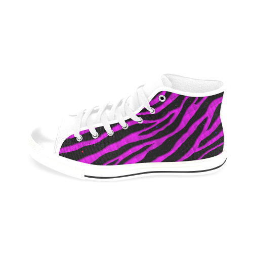 Ripped SpaceTime Stripes - Pink Men’s Classic High Top Canvas Shoes /Large Size (Model 017)