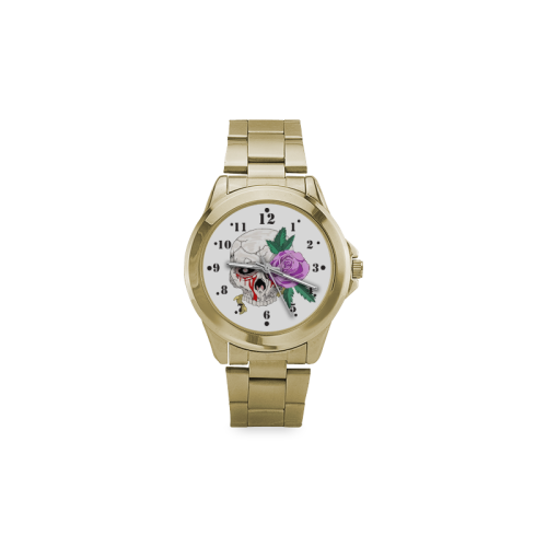 Skull Rose Pink Custom Gilt Watch(Model 101)