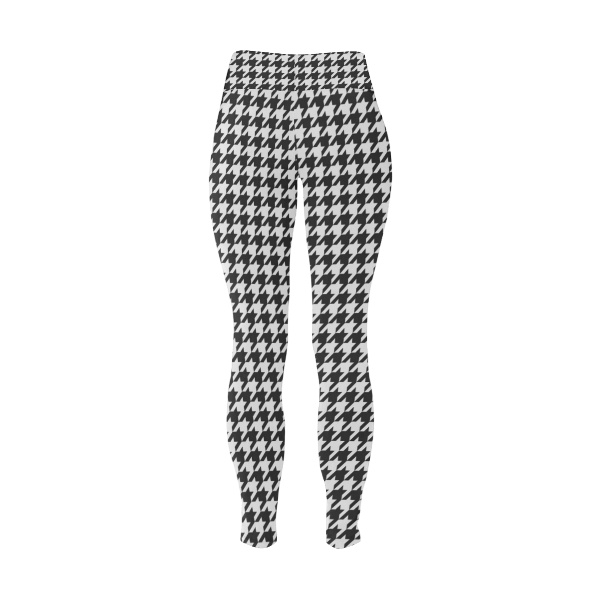 Friendly Houndstooth Pattern,black  by FeelGood Women's Plus Size High Waist Leggings (Model L44)