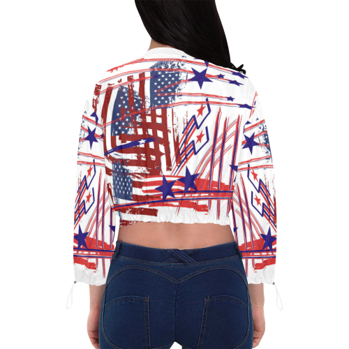 4th of July Cropped Chiffon Jacket for Women (Model H30)