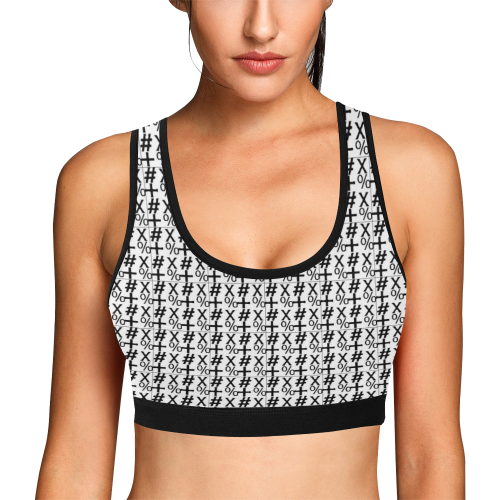 NUMBERS Collection Symbols White Women's All Over Print Sports Bra (Model T52)