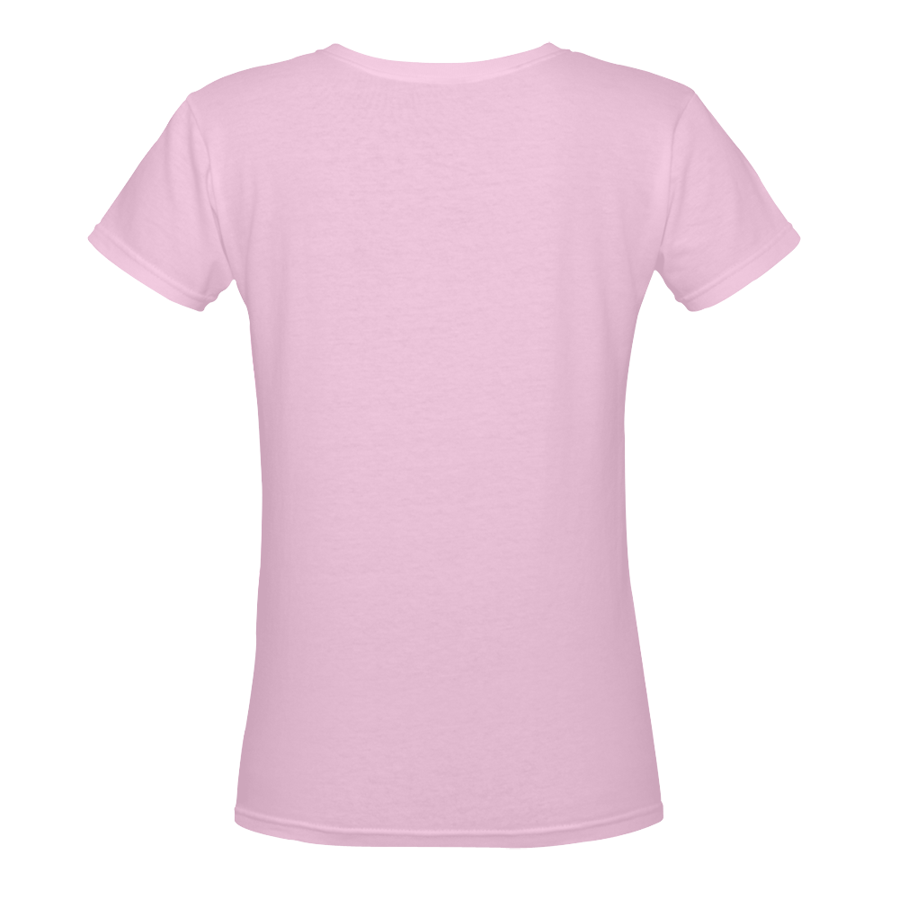 Dolphin Love Light Pink Women's Deep V-neck T-shirt (Model T19)