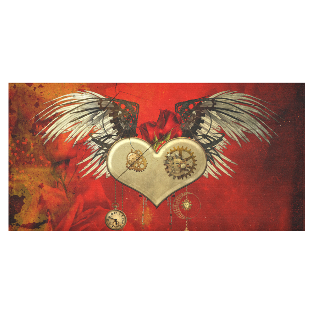 Steampunk heart, clocks and gears Cotton Linen Tablecloth 60"x120"