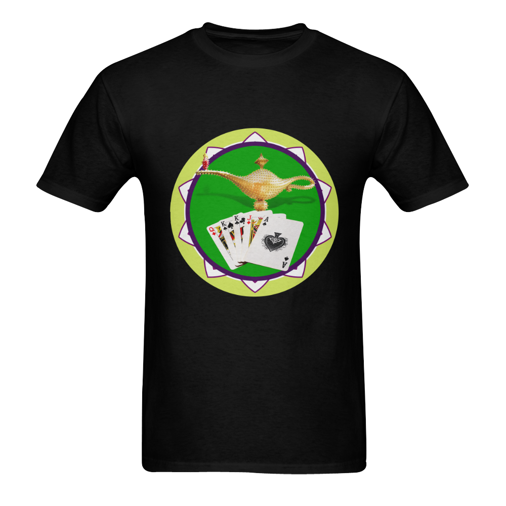 LasVegasIcons Poker Chip - Magic Lamp on Black Men's T-shirt in USA Size (Front Printing Only) (Model T02)