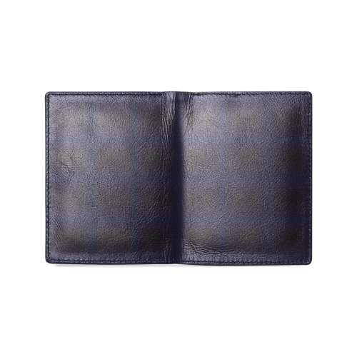 Royal blue on black squares Men's Leather Wallet (Model 1612)