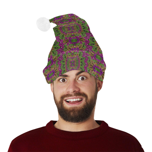 Peacock lace in the nature Santa Hat