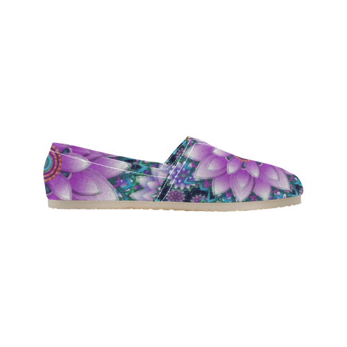 Lotus Flower Ornament - Purple and turquoise Women's Classic Canvas Slip-On (Model 1206)