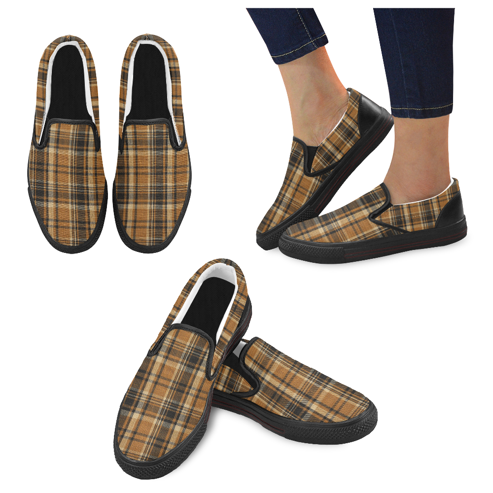 TARTAN DESIGN Slip-on Canvas Shoes for Men/Large Size (Model 019)