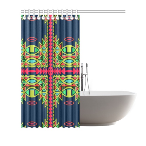 Distorted shapes on a blue background Shower Curtain 72"x72"