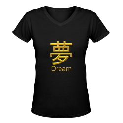 a-Golden Asian Symbol for Dream Women's Deep V-neck T-shirt (Model T19)