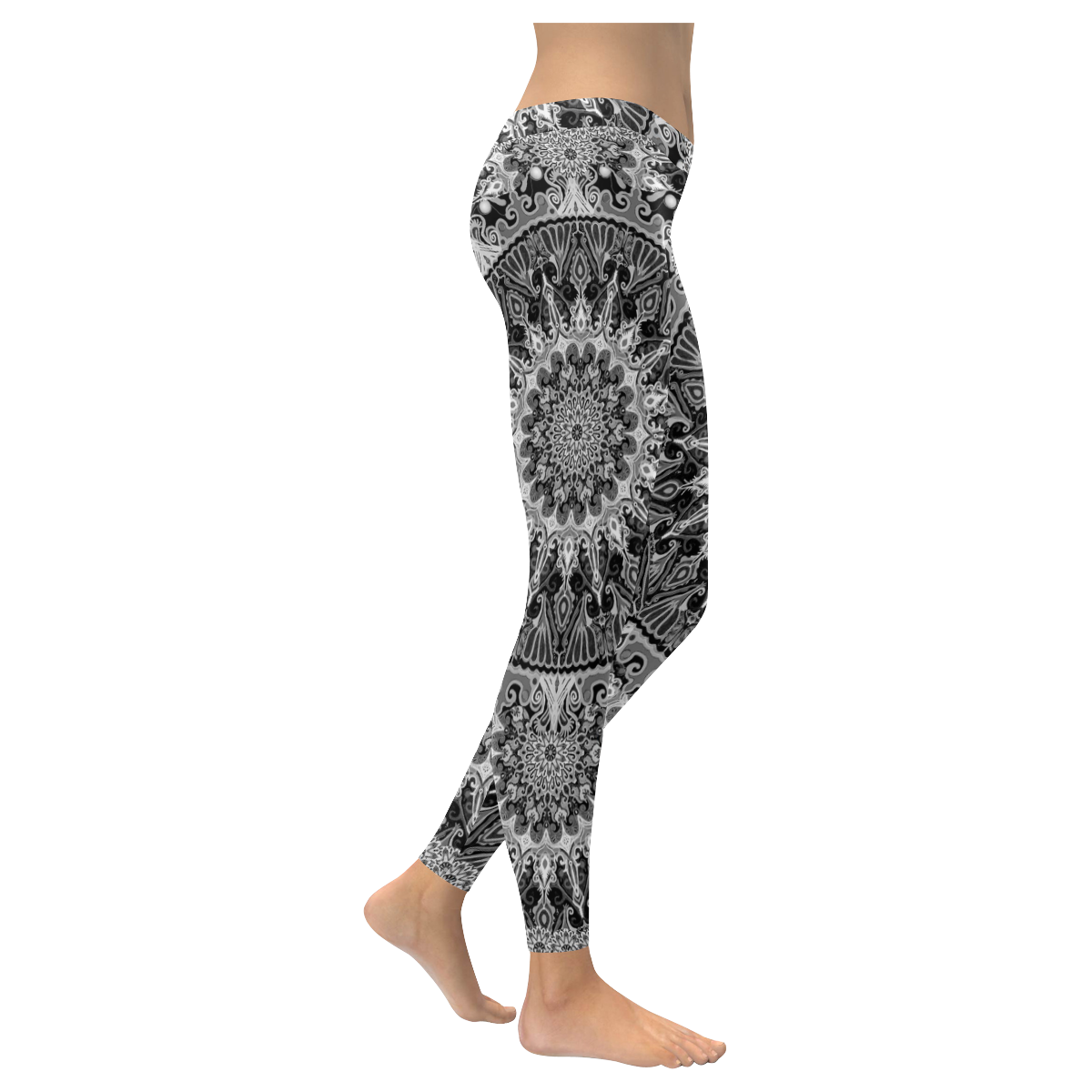 boho mandala lack Women's Low Rise Leggings (Invisible Stitch) (Model L05)