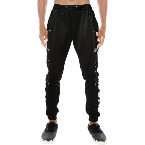 NUMBERS Collection LOGO Black/White Men's All Over Print Sweatpants (Model L11)