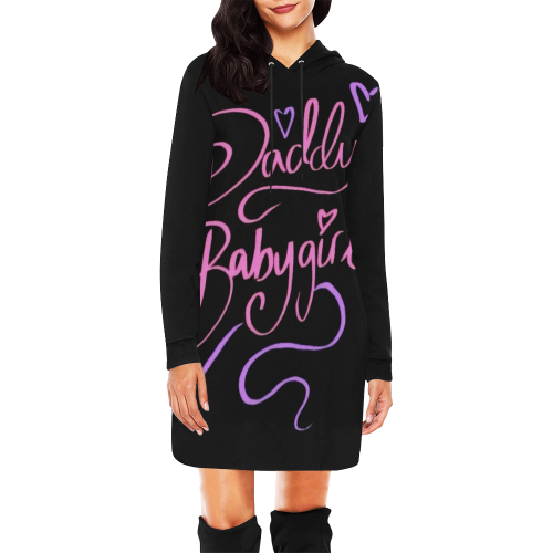 Daddy's Babygirl All Over Print Hoodie Mini Dress (Model H27)