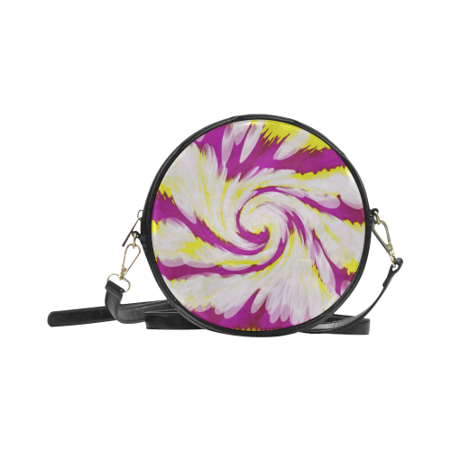 Pink Yellow Tie Dye Swirl Abstract Round Sling Bag (Model 1647)