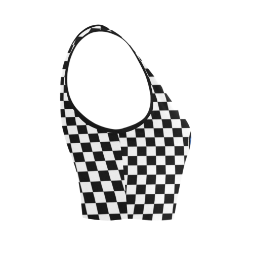 Neon Alien Checkered Women's Crop Top (Model T42)