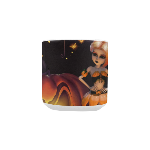 Halloween, girl with pumpkin Heart-shaped Morphing Mug
