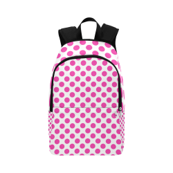 Pink Polka Dots on White Fabric Backpack for Adult (Model 1659)