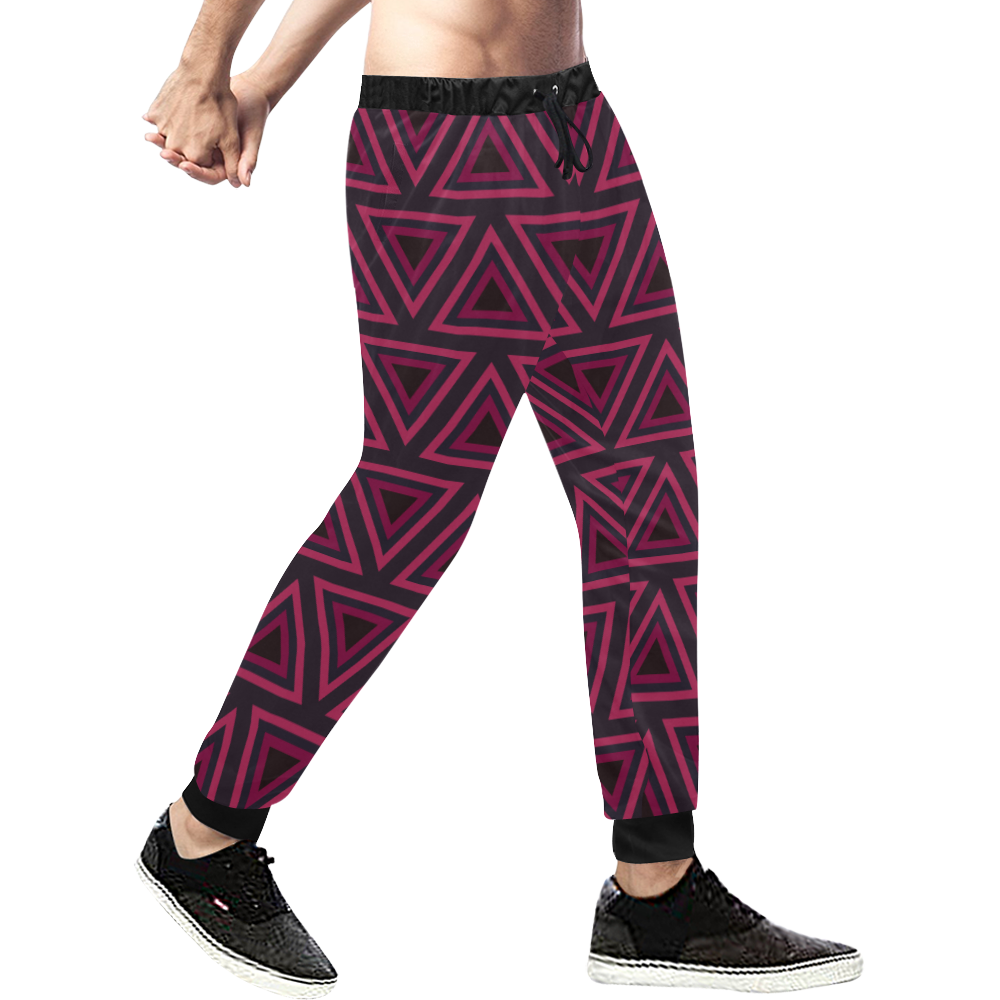 Tribal Ethnic Triangles Men's All Over Print Sweatpants/Large Size (Model L11)