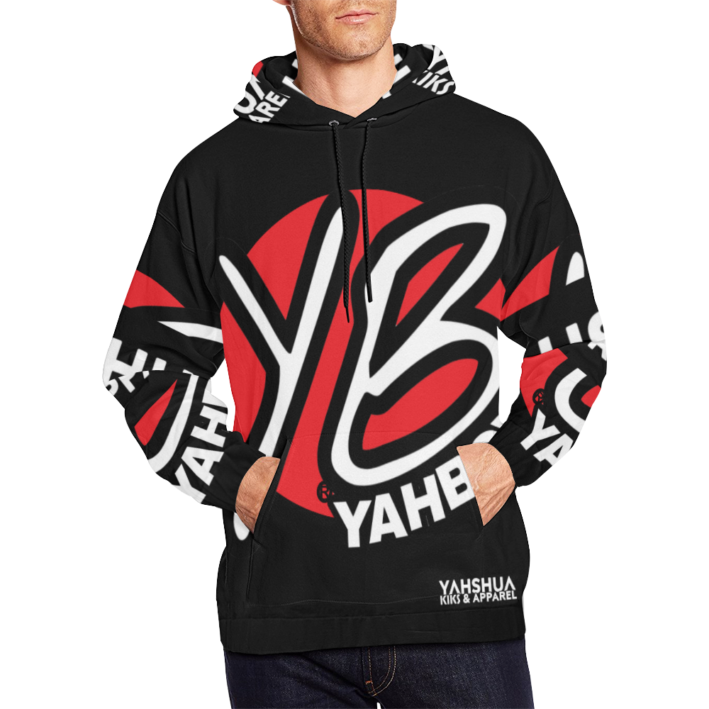 YahBoy Official Logo Black All Over Print Hoodie for Men (USA Size) (Model H13)