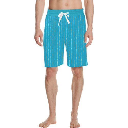 Marcelo golden stripes on Bahama blue Men's All Over Print Casual Shorts (Model L23)