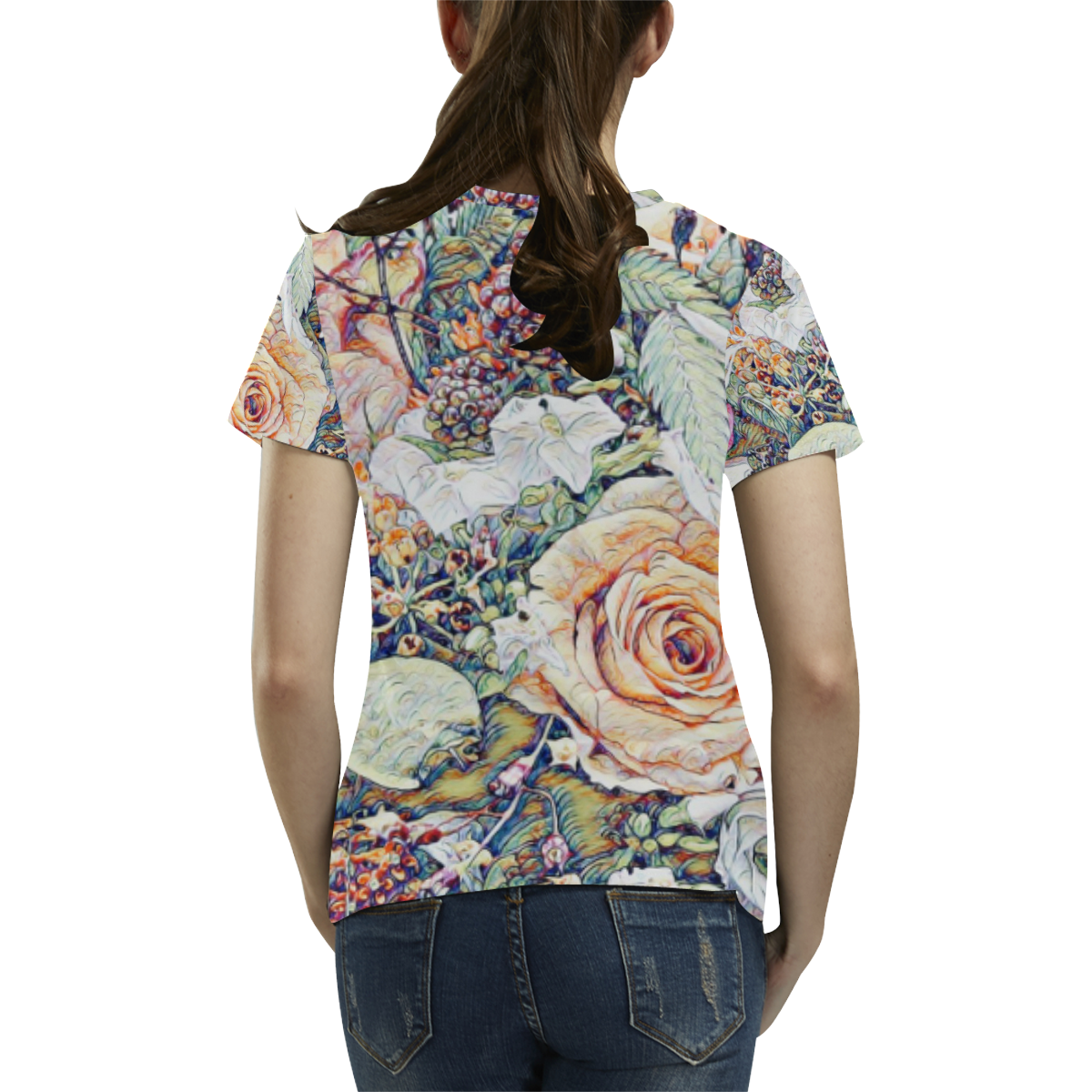 Impression Floral 10191 by JamColors All Over Print T-Shirt for Women (USA Size) (Model T40)