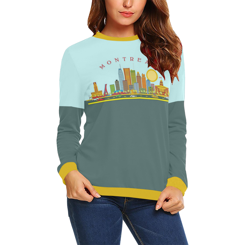 MONTREAL All Over Print Crewneck Sweatshirt for Women (Model H18)