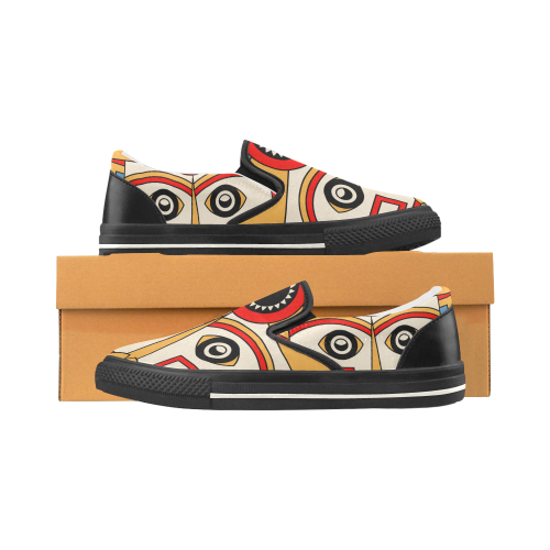 Aztec Religion Tribal Slip-on Canvas Shoes for Kid (Model 019)
