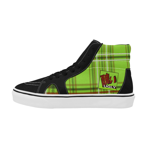 UGLY Tartan Lime Men's High Top Skateboarding Shoes (Model E001-1)