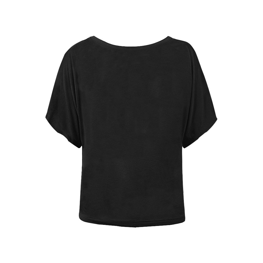 Black crosses with name logo Women's Batwing-Sleeved Blouse T shirt (Model T44)