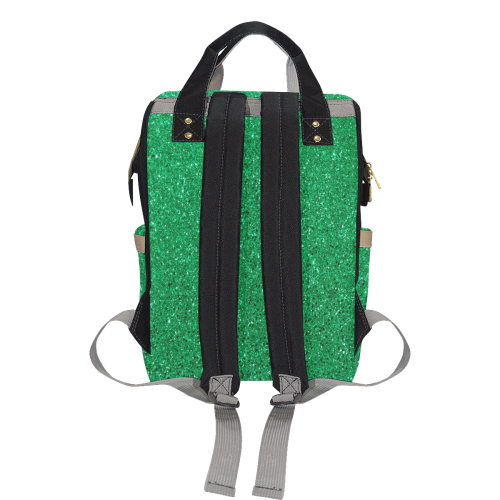 Green Glitter Multi-Function Diaper Backpack/Diaper Bag (Model 1688)