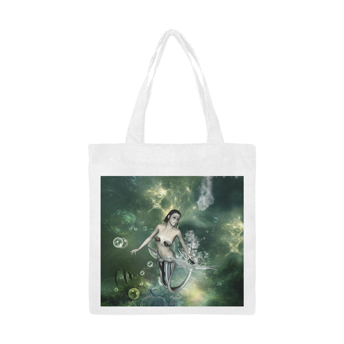 Awesome mermaid in the deep ocean Canvas Tote Bag/Small (Model 1700)