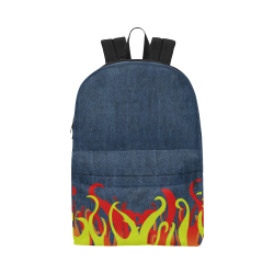 Fire and Flames With Denim-look Unisex Classic Backpack (Model 1673)