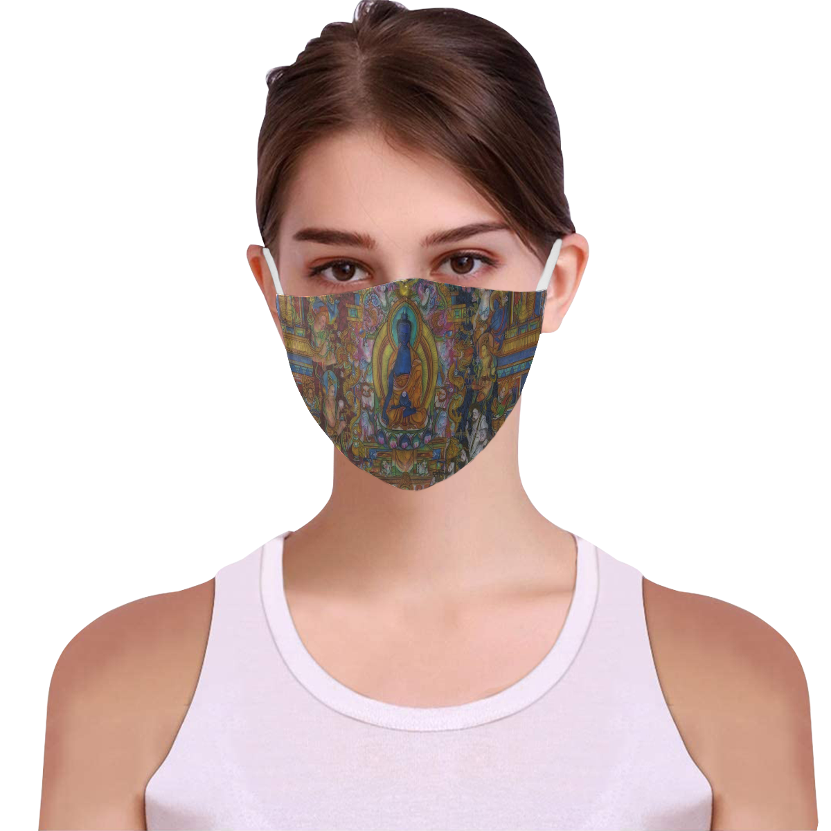 Awesome Thanka With The Holy Medicine Buddha 3D Mouth Mask with Drawstring (Pack of 10) (Model M04)