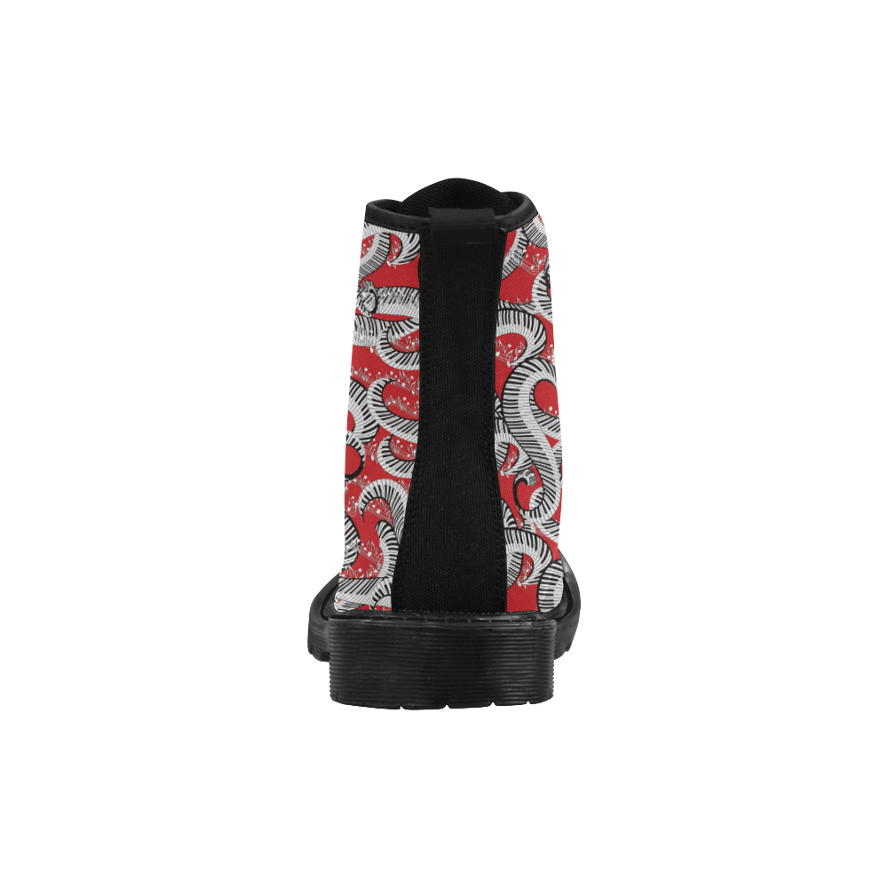 Red Music Print Boots Curvy Piano Martin Boots for Women (Black) (Model 1203H)