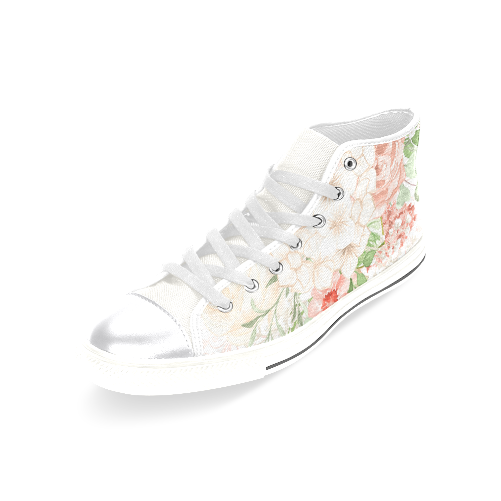 Watercolor Art Shoes, Flower Lover Women's Classic High Top Canvas Shoes (Model 017)