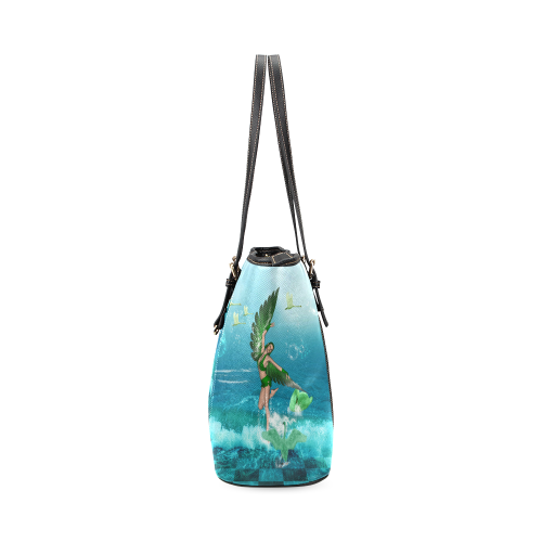 The fairy of birds Leather Tote Bag/Large (Model 1640)