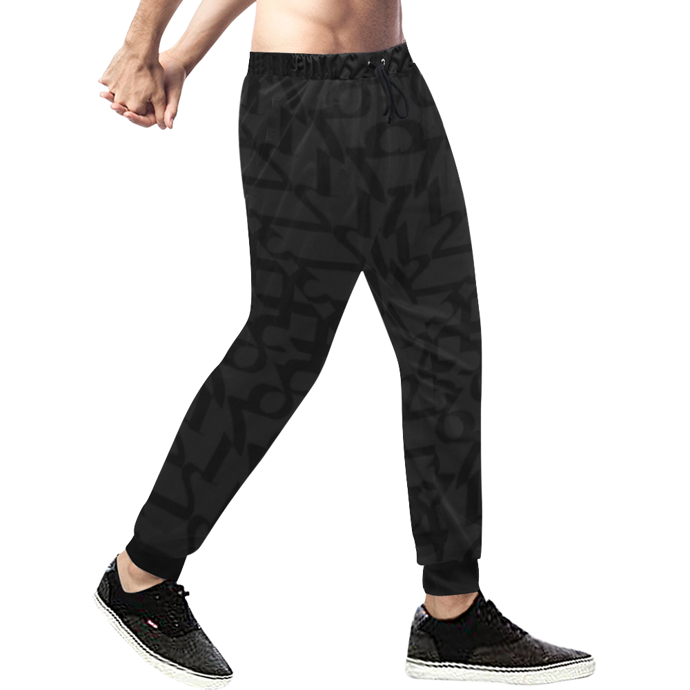 NUMBERS Collection 1234567 Black Matt Men's All Over Print Sweatpants (Model L11)