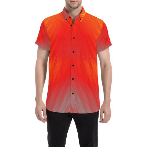 Hilbert Grid Fiery Men's All Over Print Short Sleeve Shirt (Model T53)