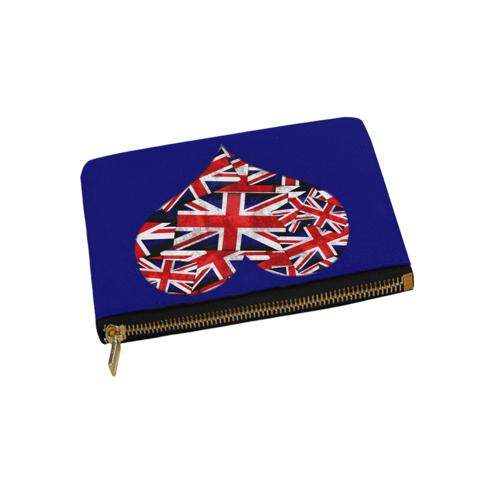 Union Jack British UK Flag Heart Blue Carry-All Pouch 9.5''x6''