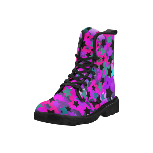 Punk Rock Star Crazy Martin Boots for Women (Black) (Model 1203H)