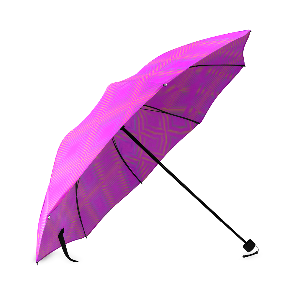Pink golden multicolored multiple squares Foldable Umbrella (Model U01)
