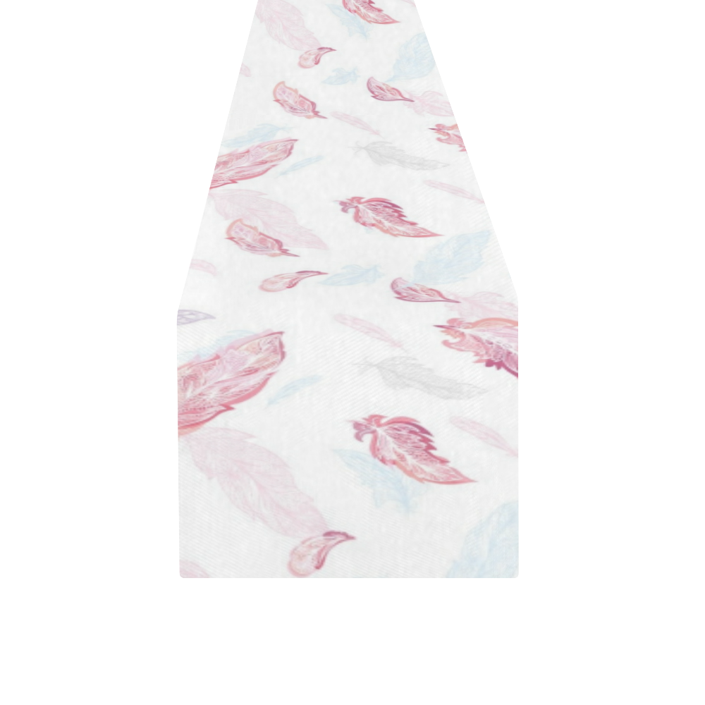 Watercolor Feathers Table Runner 14x72 inch