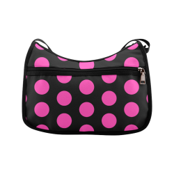 pink polka dots on black background Crossbody Bags (Model 1616)
