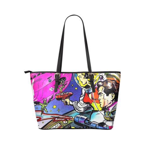 Battle in Space 2 Leather Tote Bag/Small (Model 1651)