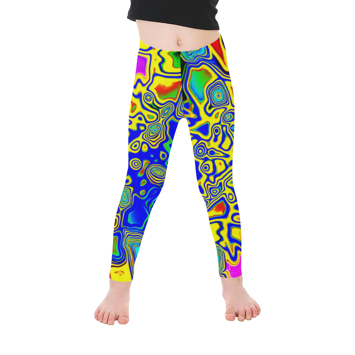 Paint Drop Yellow Kid's Ankle Length Leggings (Model L06)