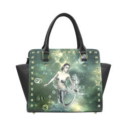 Awesome mermaid in the deep ocean Rivet Shoulder Handbag (Model 1645)